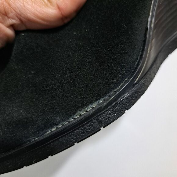 Kenneth Cole Reaction Dot-Ation Leather Suede Wedge Ankle Bootie Sz 11 Black - Picture 5 of 16